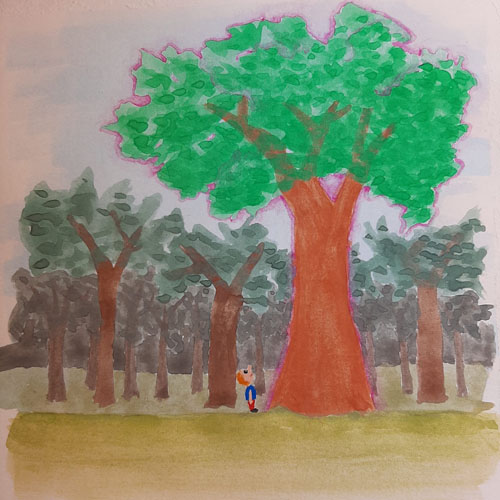 árbol-final acuarela de un árbol mágico
