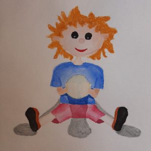 acuarela de un niño emitiendo luz de sus manos